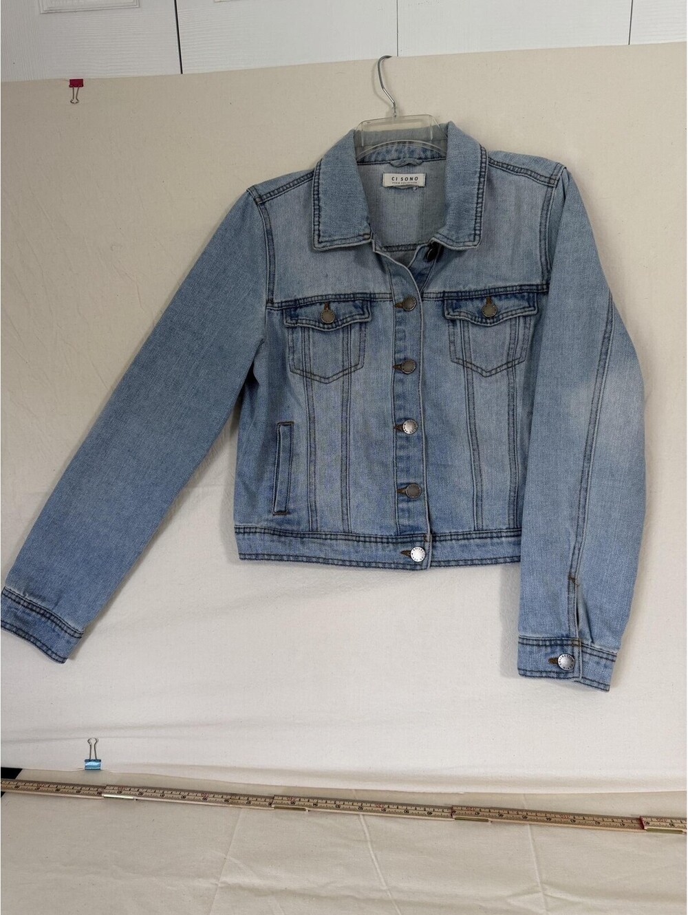 Cisono Denim Collection Light Wash Blue Denim Jacket Large
